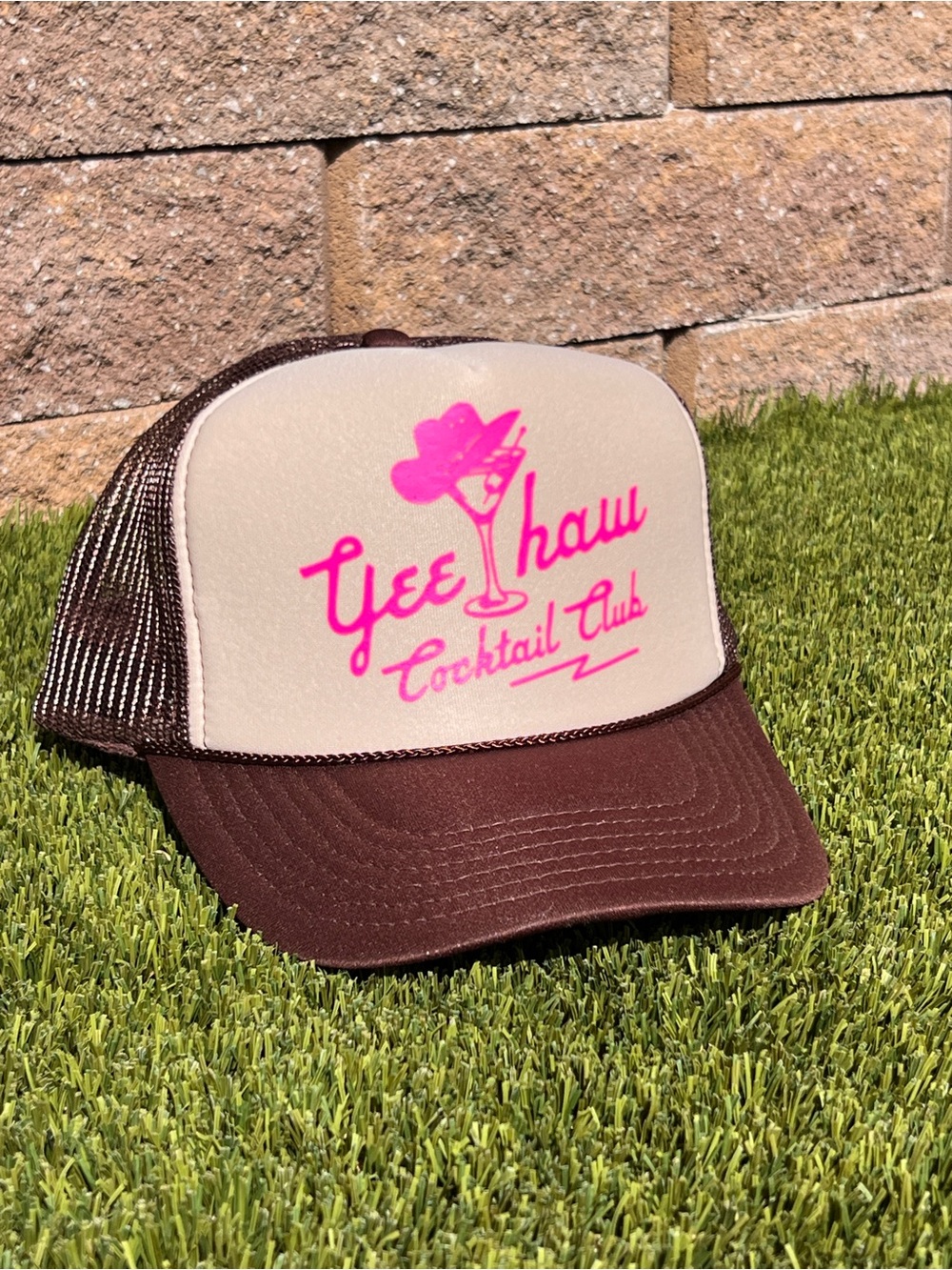 Cocktail Club Brown & Pink Trucker Hat